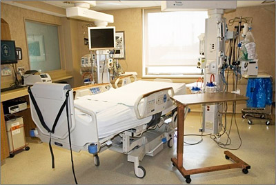 hospital room with copperized surfaces